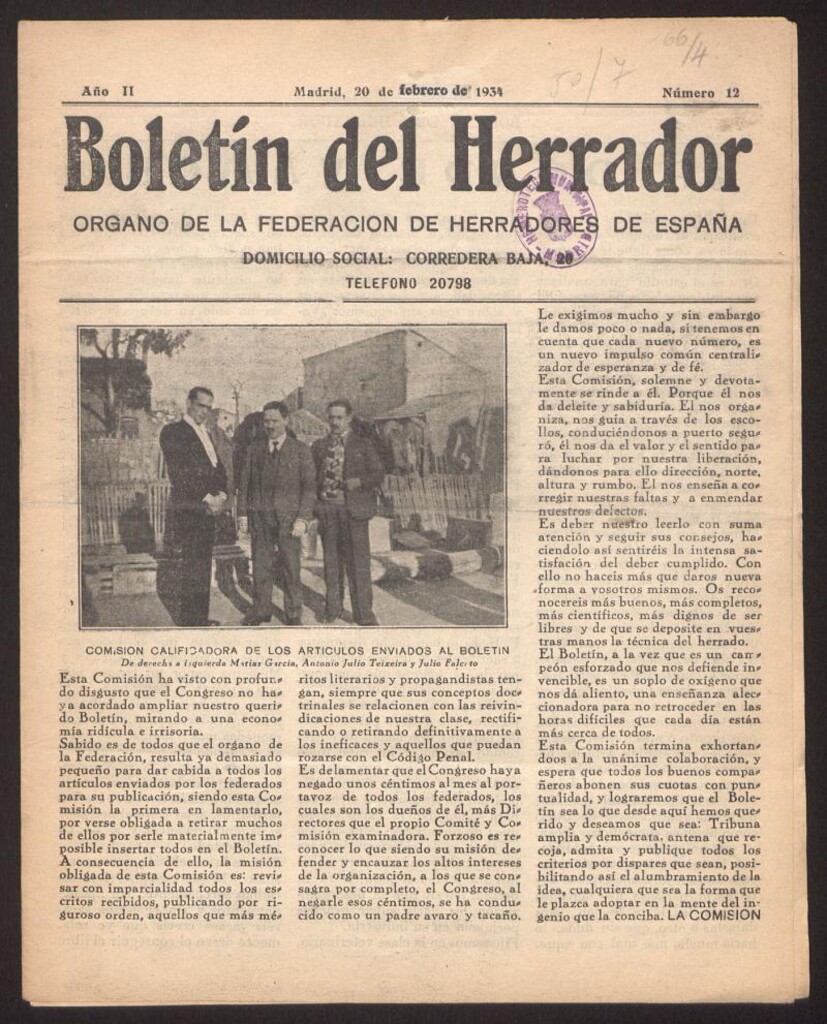 Miniatura de Boletín del Herrador del 20 de febrero de 1934, nº 12