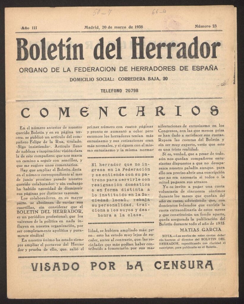 Miniatura de Boletín del Herrador del 20 de marzo de 1935, nº 23