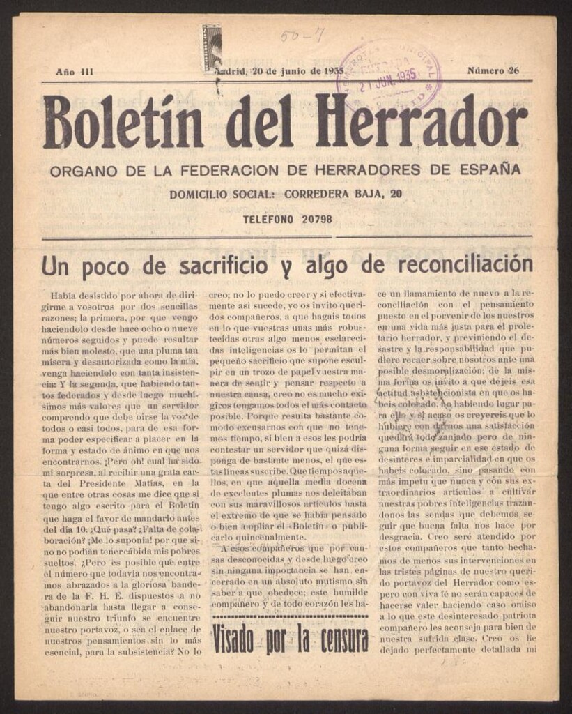 Miniatura de Boletín del Herrador del 20 de junio de 1935, nº 26