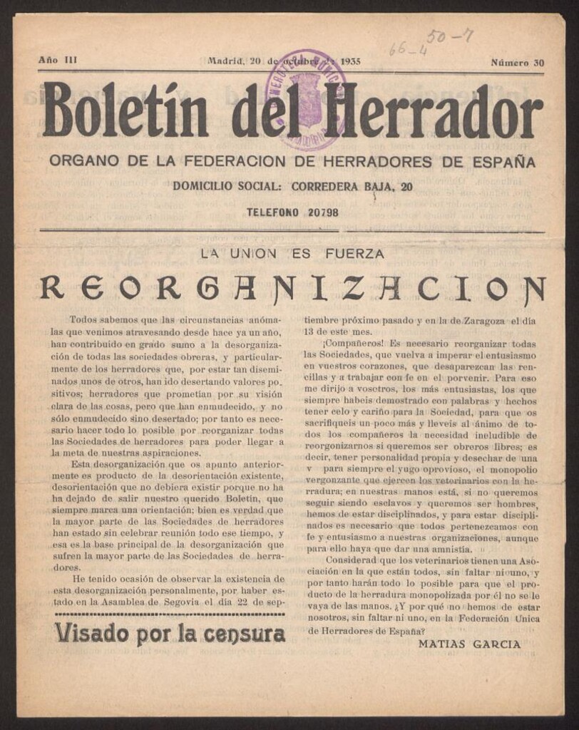 Miniatura de Boletín del Herrador del 20 de octubre de 1935, nº 30