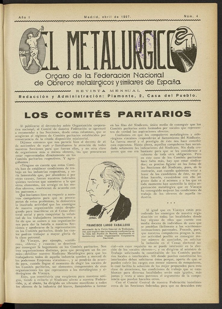 Miniatura de El Metalúrgico de abril de 1927, nº 4