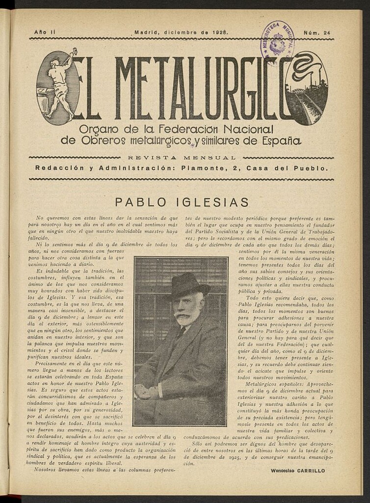 Miniatura de El Metalúrgico de diciembre de 1928, nº 24