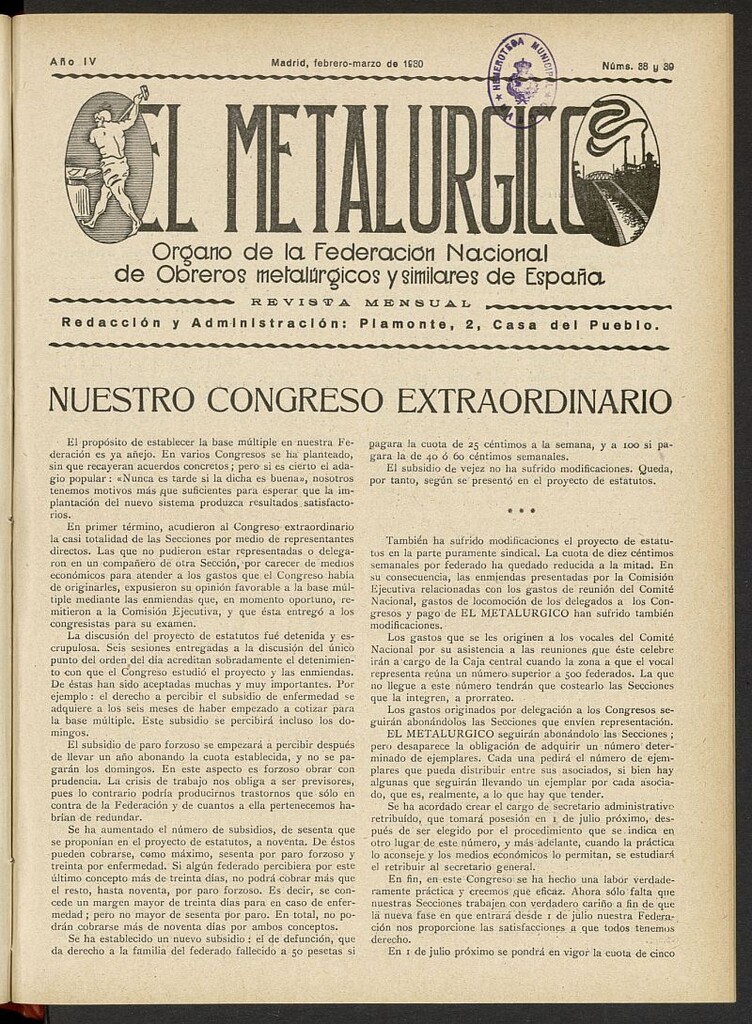 Miniatura de El Metalúrgico de febrero-marzo de 1930, nº38-39