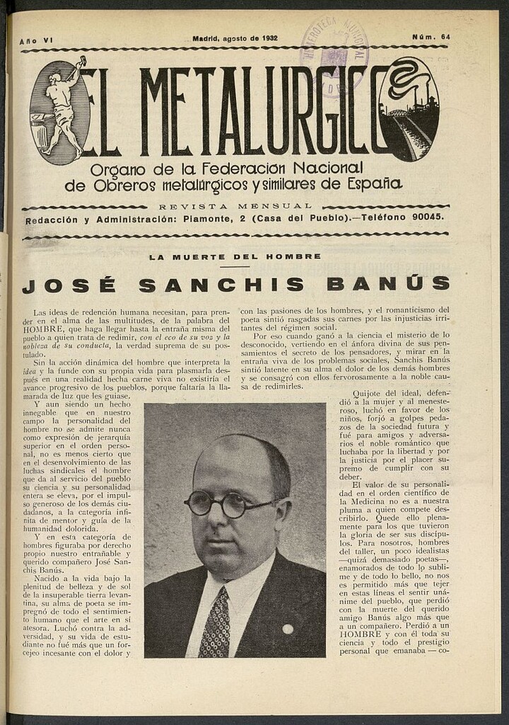Miniatura de El Metalúrgico de agosto de 1932, nº 64
