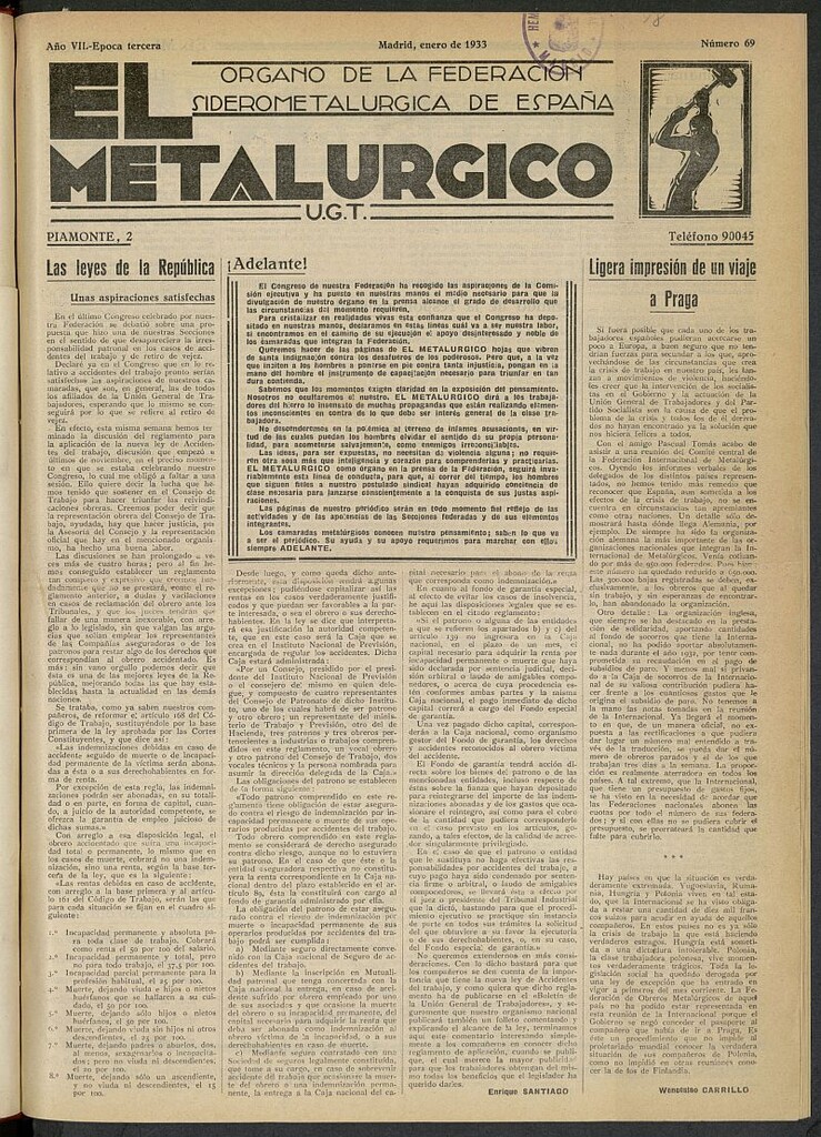 Miniatura de El Metalúrgico de enero de 1933, nº 69