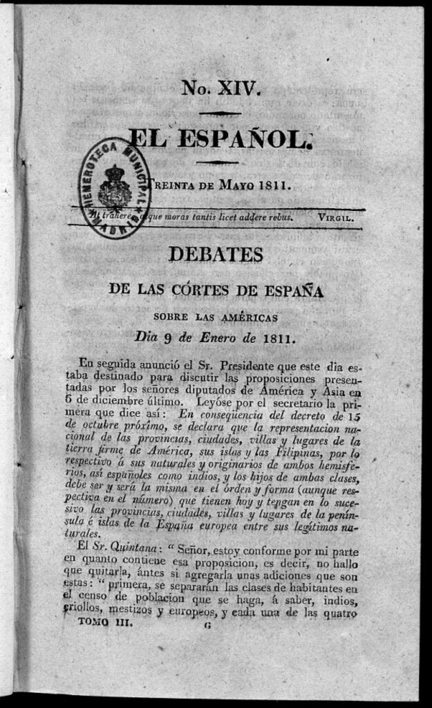 Miniatura de El Español. Nº XIV, 30 de mayo de 1811.