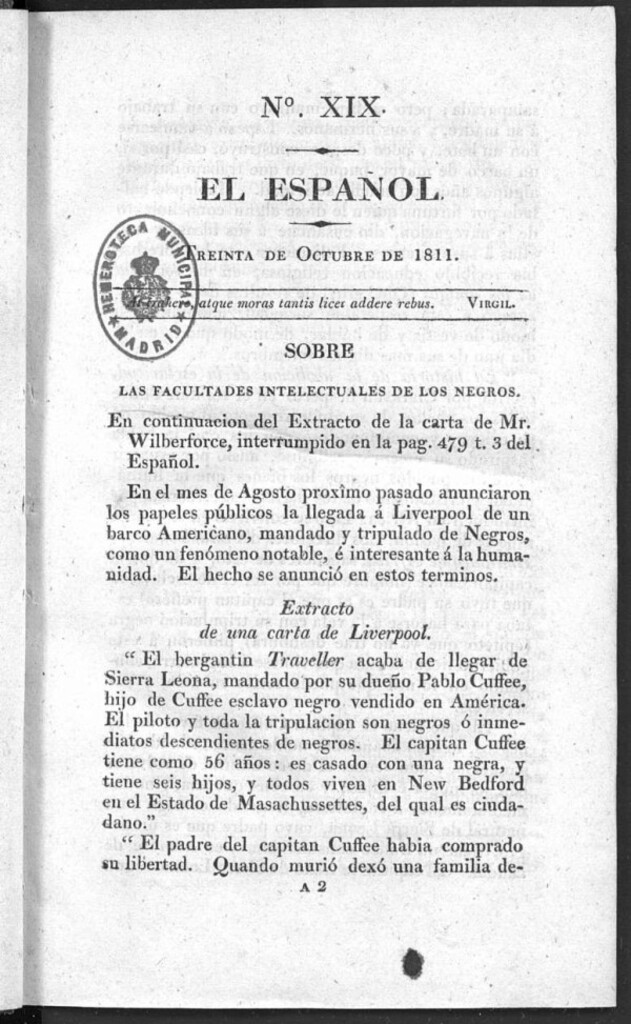 Miniatura de El Español. Nº XIX, 30 de octubre de 1811.