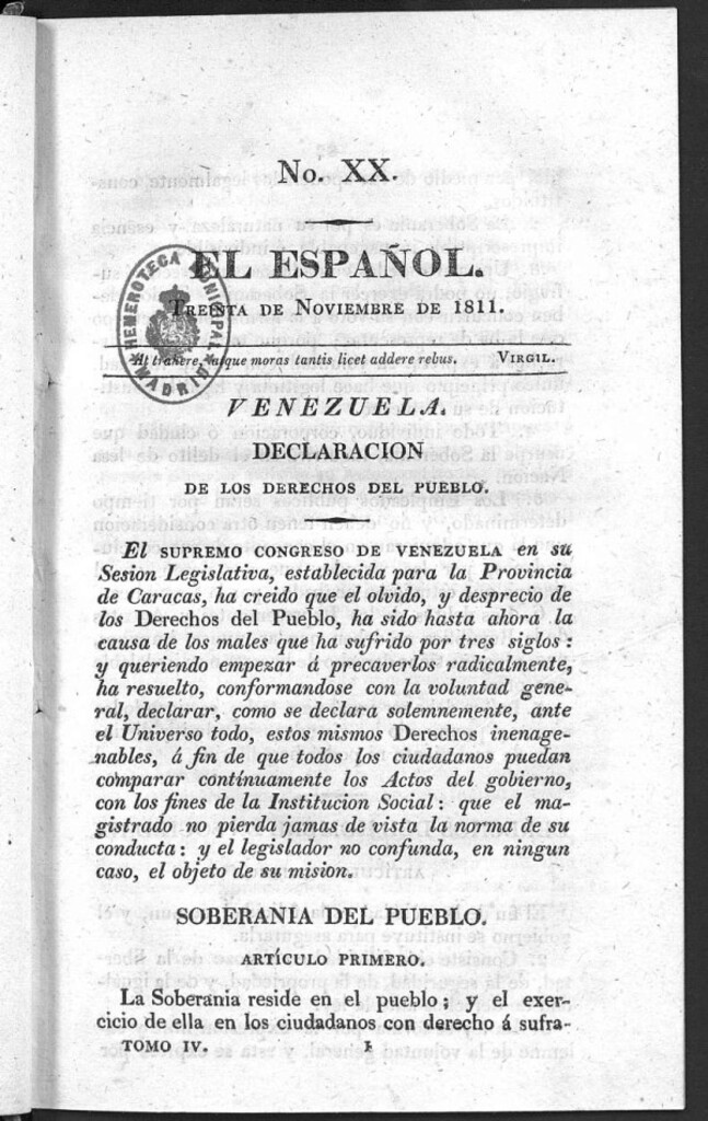 Miniatura de El Español. Nº XX, 30 de noviembre de 1811.