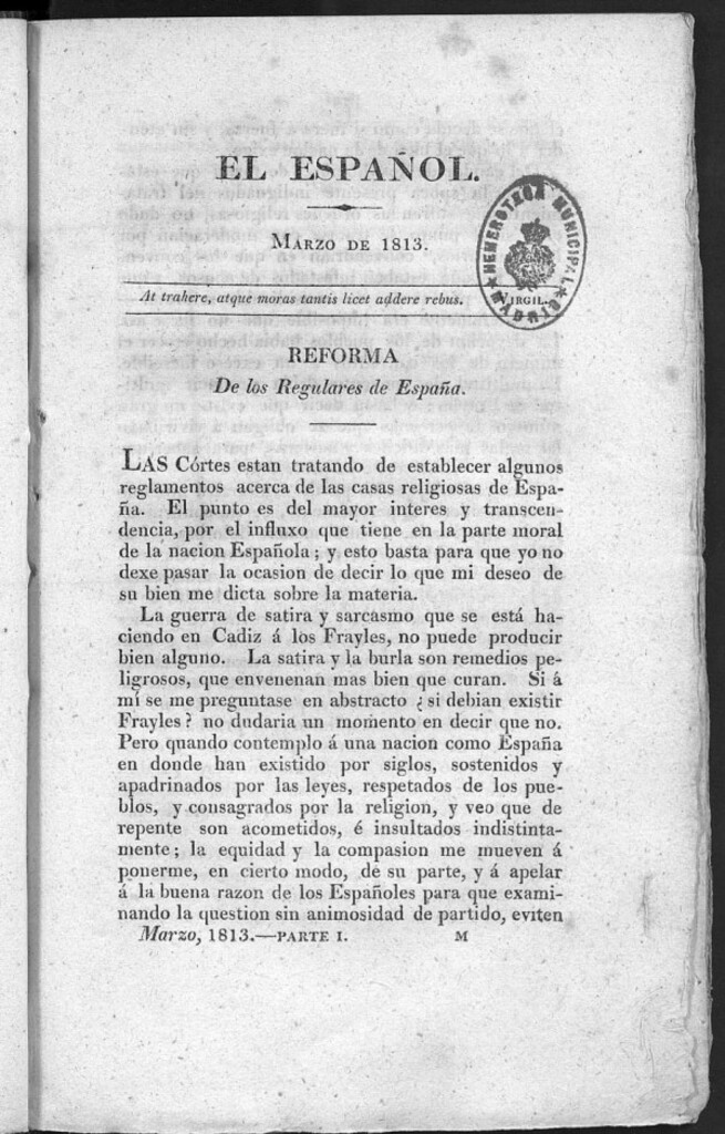 Miniatura de El Español, marzo de 1813