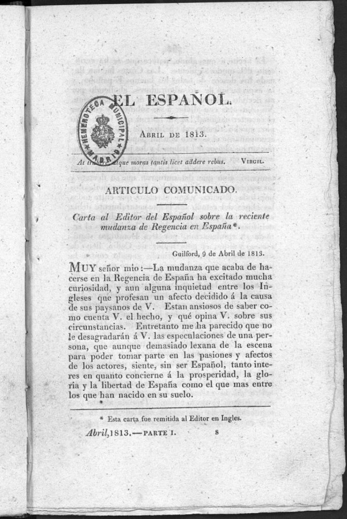 Miniatura de El Español, abril de 1813