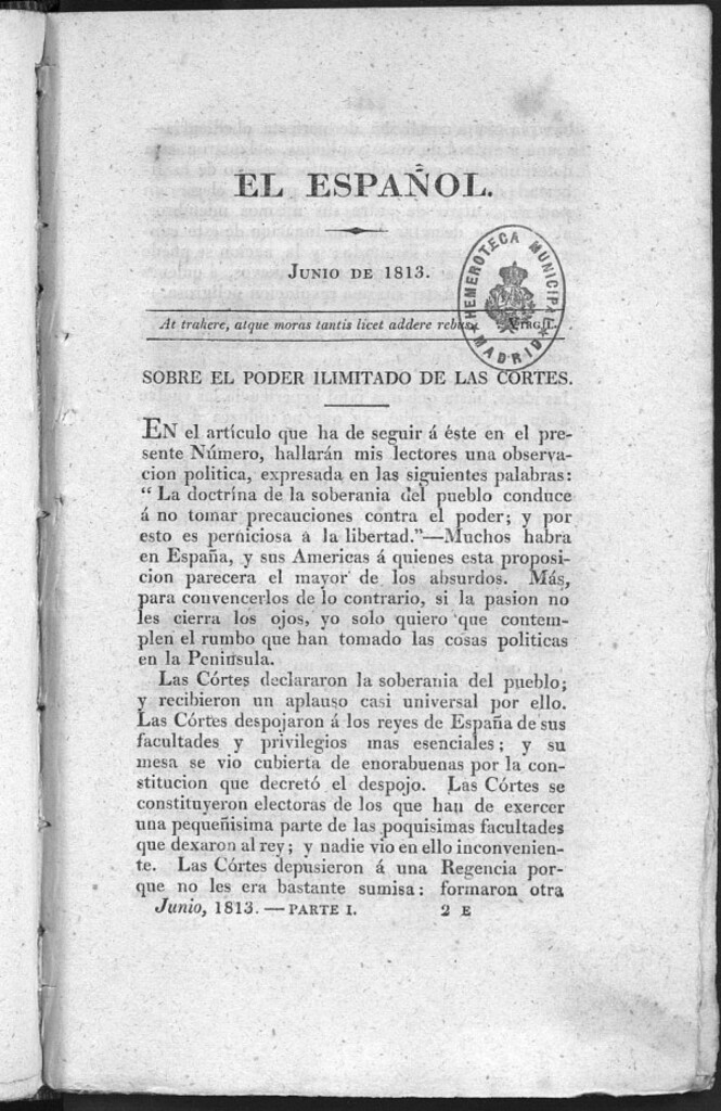 Miniatura de El Español, junio de 1813