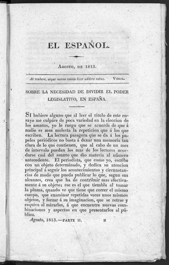 Miniatura de El Español, agosto de 1813