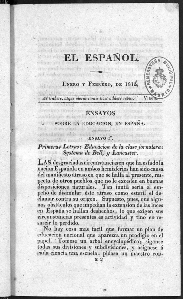 Miniatura de El Español, enero y febrero de 1814