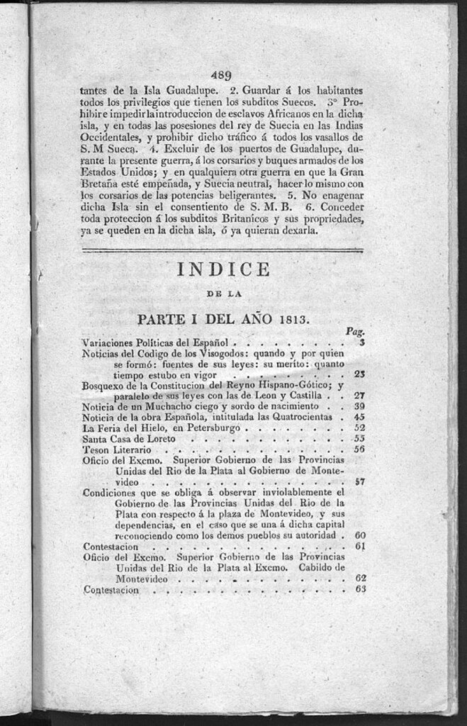Miniatura de El Español, índice de enero a junio de 1813
