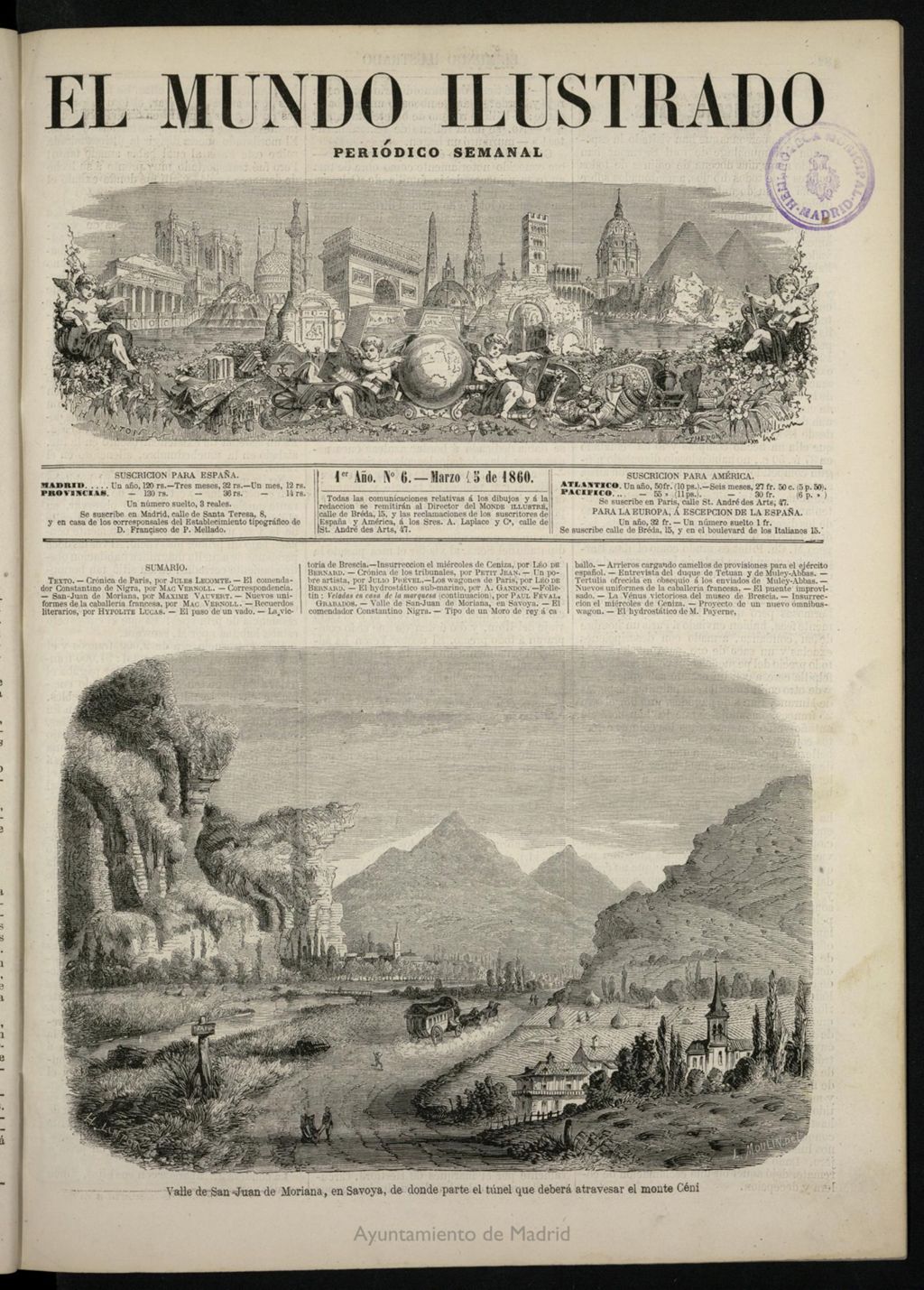 Miniatura de El Mundo Ilustrado: periódico semanal del 15 de marzo de 1860, nº 6