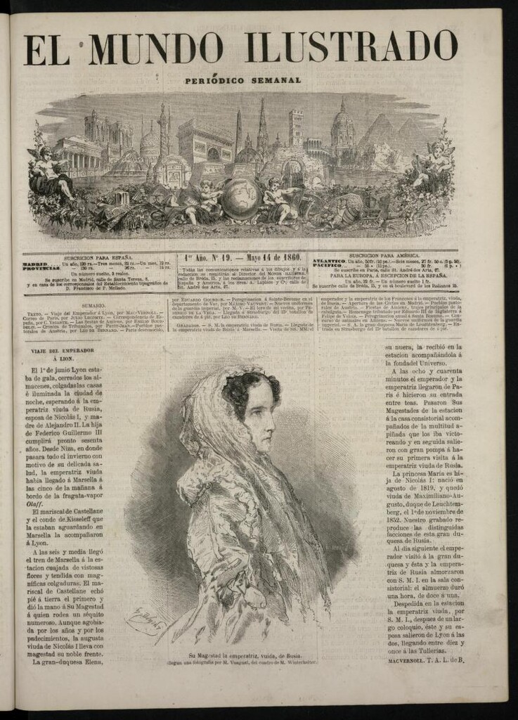 Miniatura de El Mundo Ilustrado: periódico semanal del 14 de mayo [sic] de 1860, nº 19