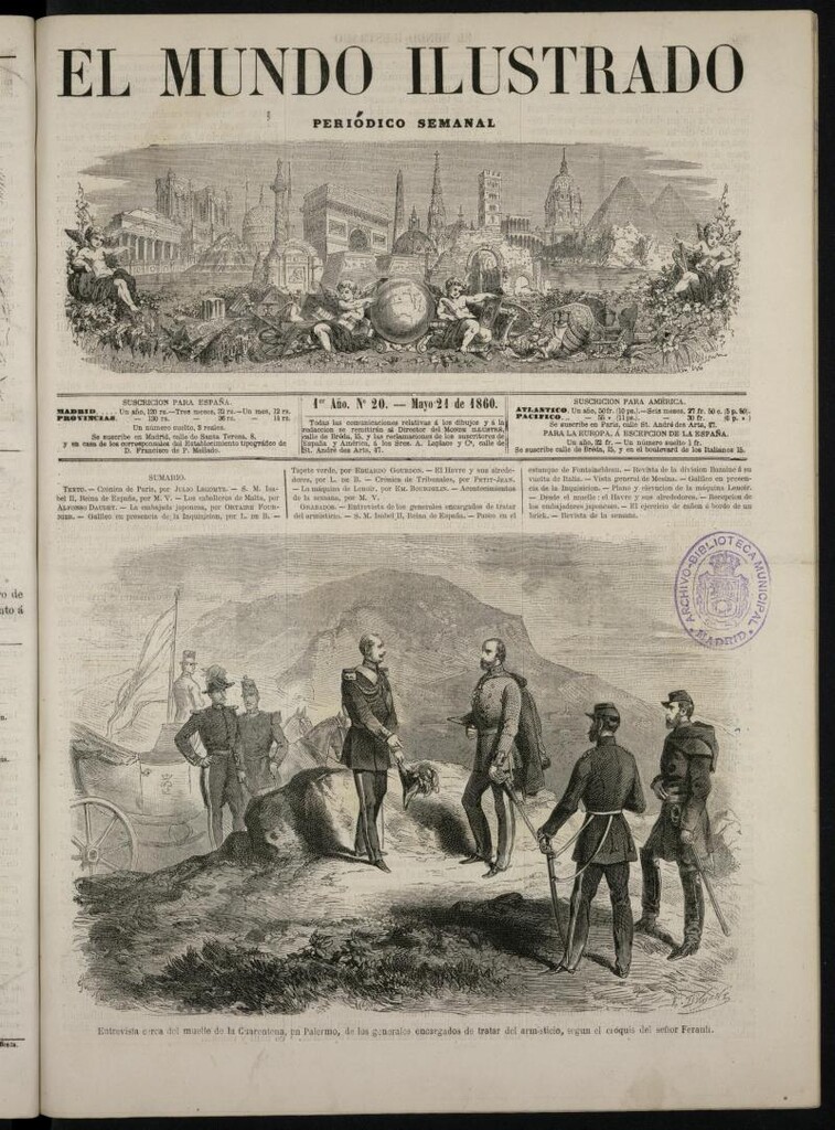 Miniatura de El Mundo Ilustrado: periódico semanal, 21 de mayo [sic] de 1860, nº 20