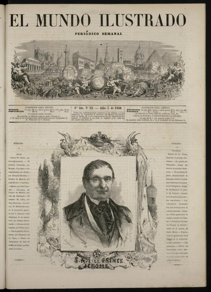 Miniatura de El Mundo Ilustrado: periódico semanal del 5 de julio de 1860, nº 22