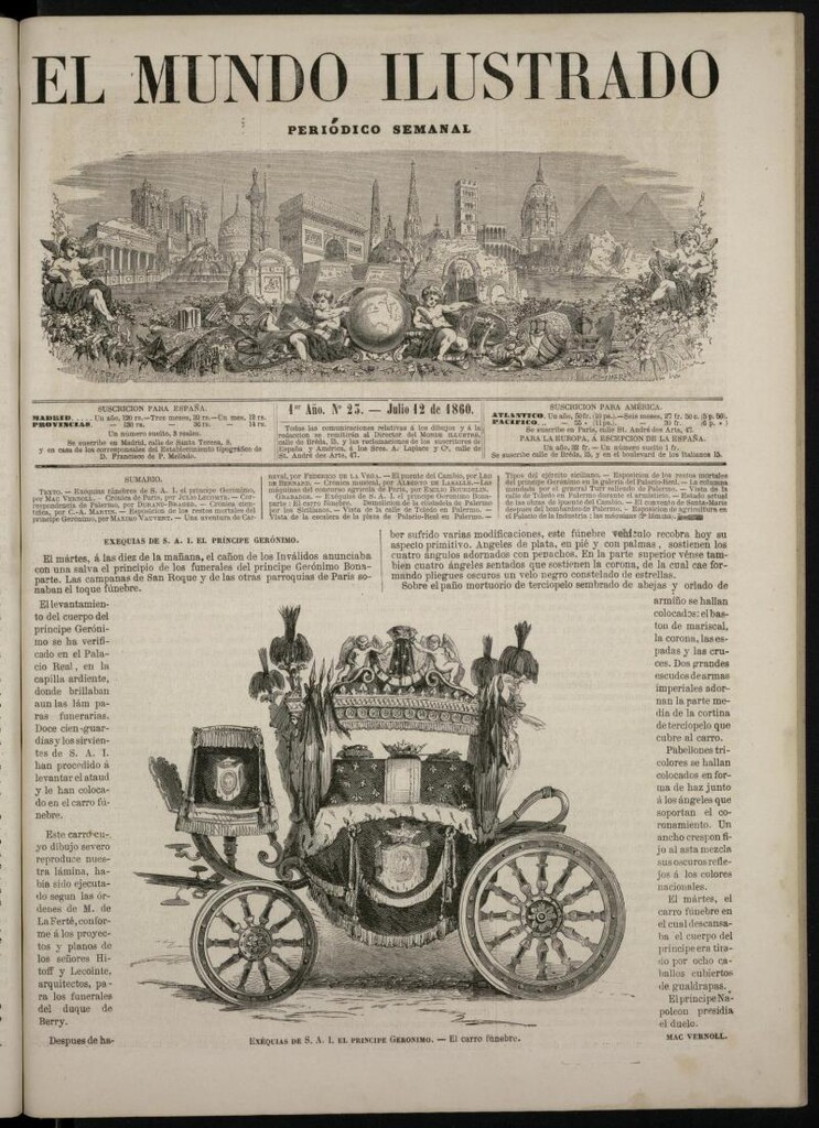 Miniatura de El Mundo Ilustrado: periódico semanal del 12 de julio de 1860, nº 23