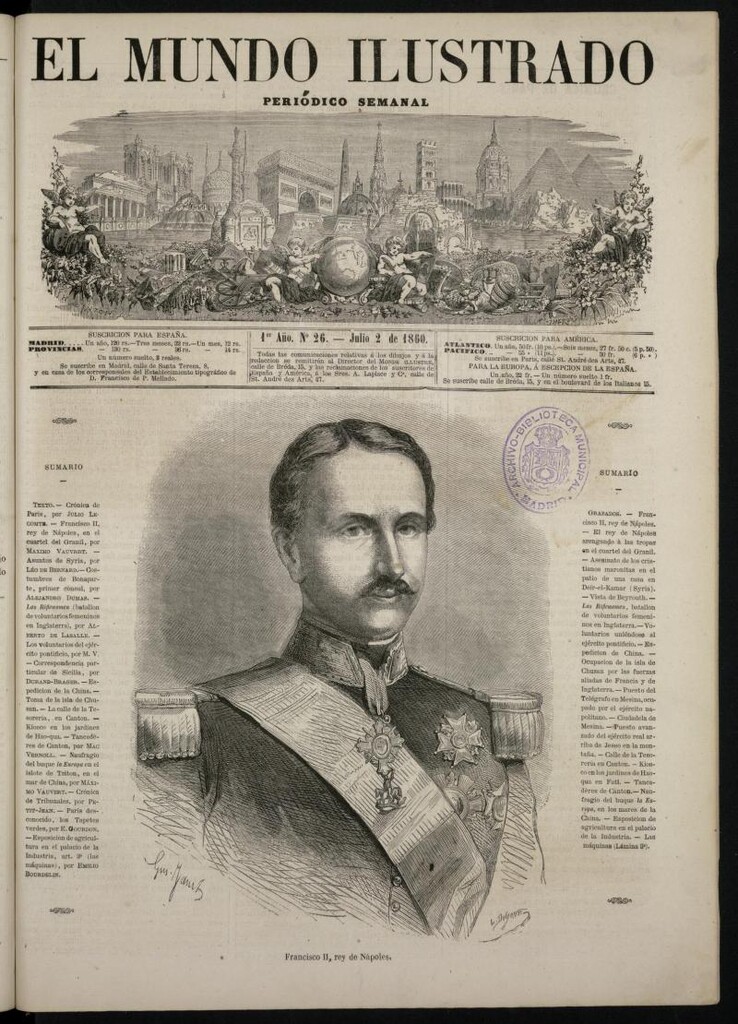 Miniatura de El Mundo Ilustrado: periódico semanal del 2 de julio [sic] de 1860, nº 26