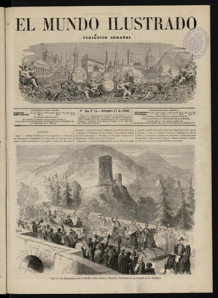 Miniatura de El Mundo Ilustrado: periódico semanal del 13 de septiembre de 1860, nº 33