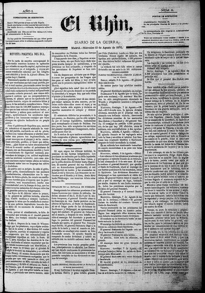 Miniatura de El Rhin: diario de la guerra del 10 de agosto de 1870, nº 8