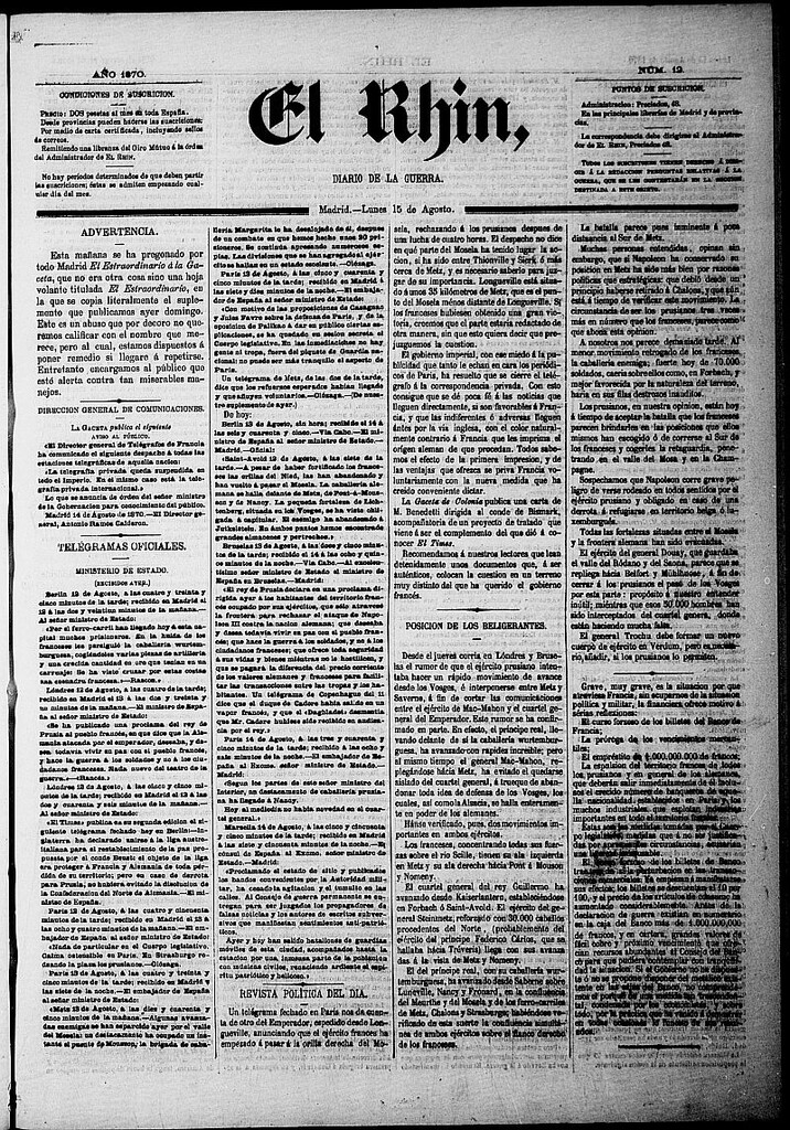Miniatura de El Rhin: diario de la guerra del 15 de agosto de 1870, nº 12