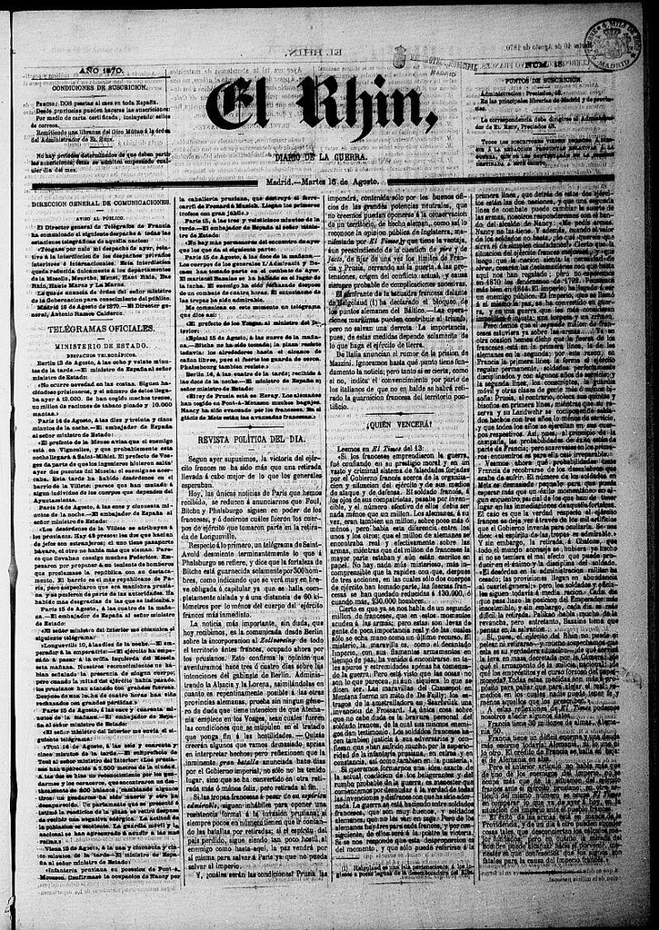 Miniatura de El Rhin: diario de la guerra del 16 de agosto de 1870, nº 13