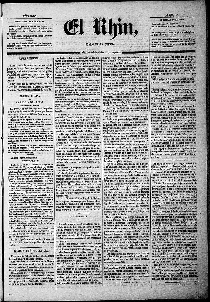 Miniatura de El Rhin: diario de la guerra del 17 de agosto de 1870, nº 14