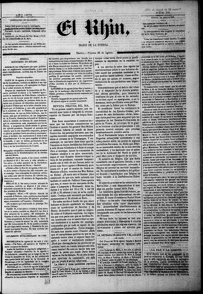 Miniatura de El Rhin: diario de la guerra del 26 de agosto de 1870, nº 22