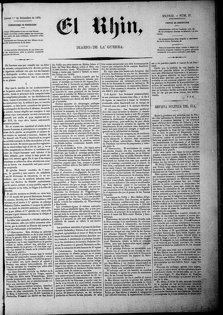 Miniatura de El Rhin: diario de la guerra del 1 de septiembre de 1870, nº 27