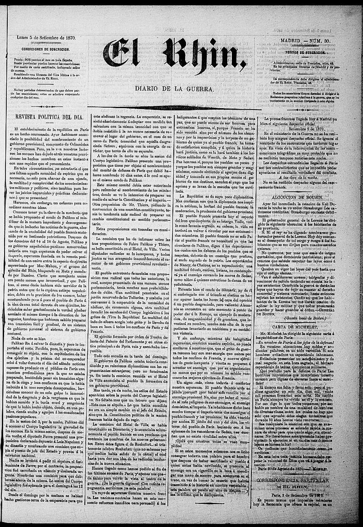 Miniatura de El Rhin: diario de la guerra del 5 de septiembre de 1870, nº 30
