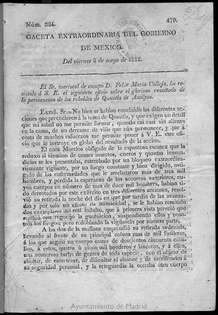 Miniatura de Gaceta del Gobierno de México del viernes 8 de mayo de 1812