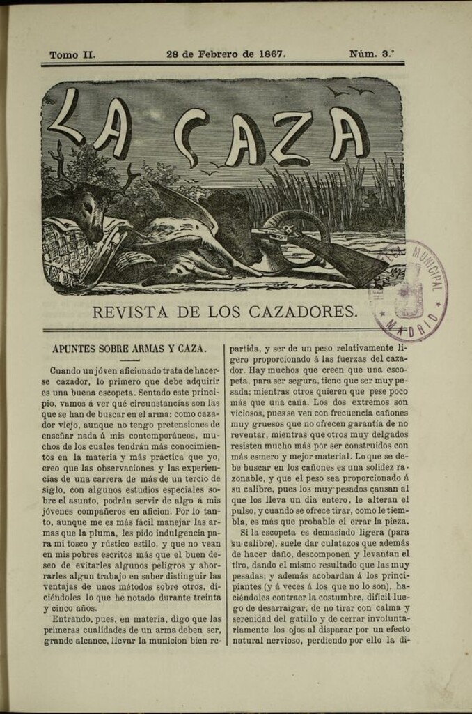 Miniatura de La caza. Revista de los cazadores del 28 de febrero de 1867