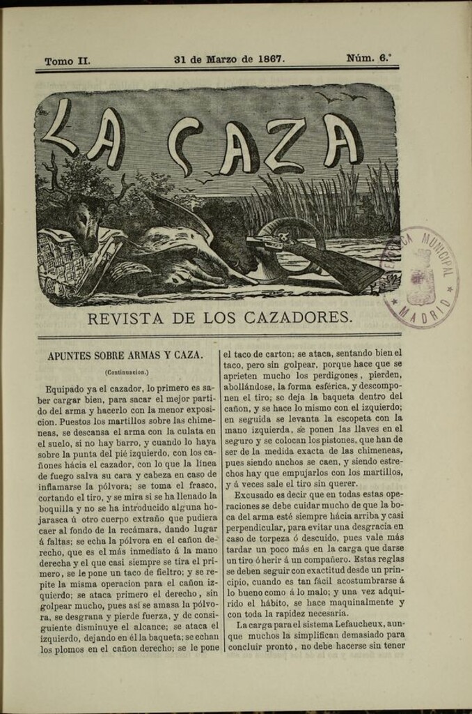 Miniatura de La caza. Revista de los cazadores del 31 de marzo de 1867