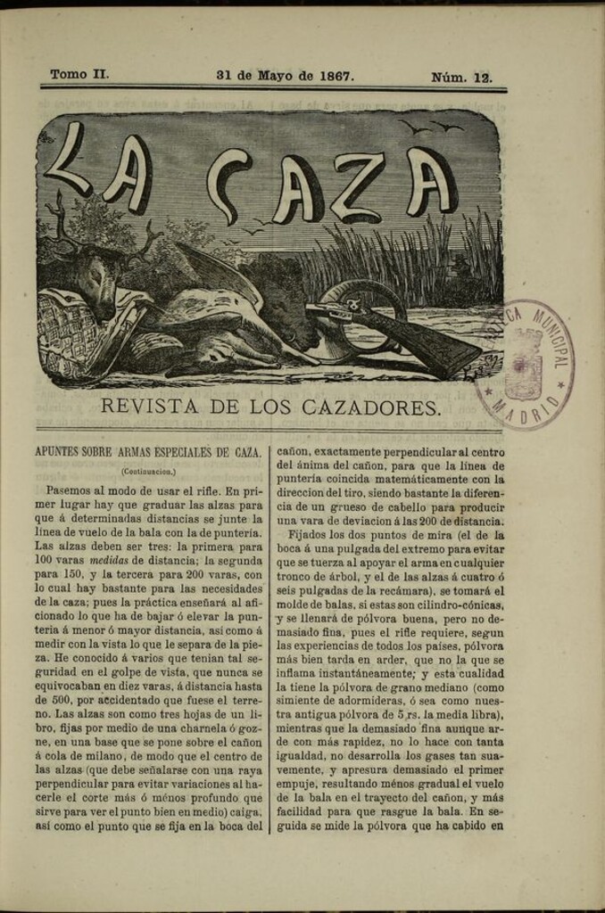 Miniatura de La caza. Revista de los cazadores del 31 de mayo de 1867