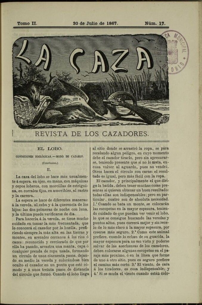Miniatura de La caza. Revista de los cazadores del 20 de julio de 1867