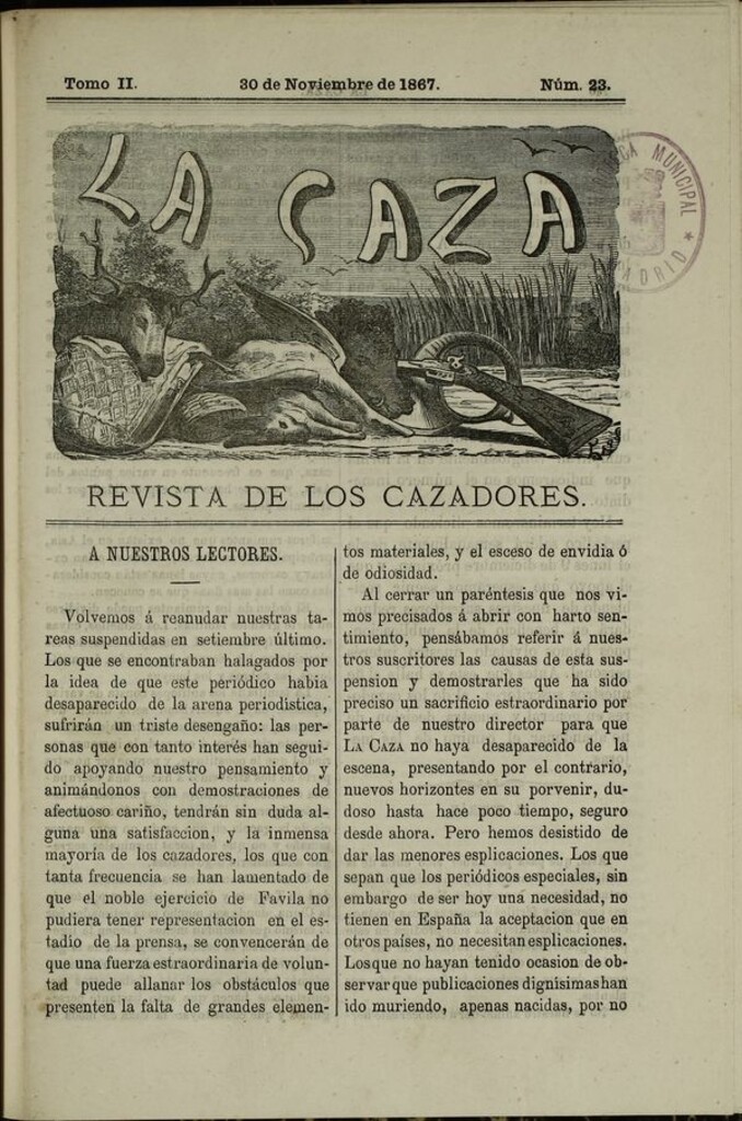 Miniatura de La caza. Revista de los cazadores del 30 de noviembre de 1867