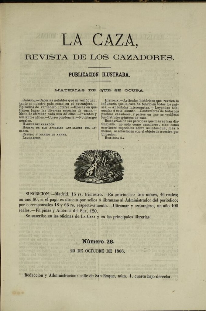 Miniatura de La caza. Revista de los cazadores del 20 de octubre de 1866