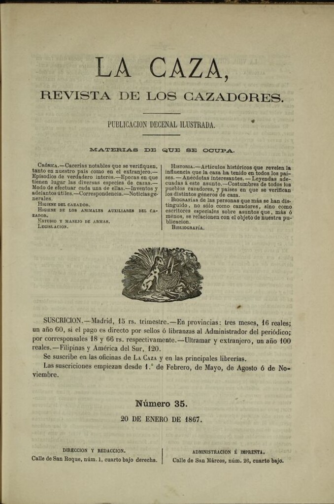 Miniatura de La caza. Revista de los cazadores del 20 de enero de 1867