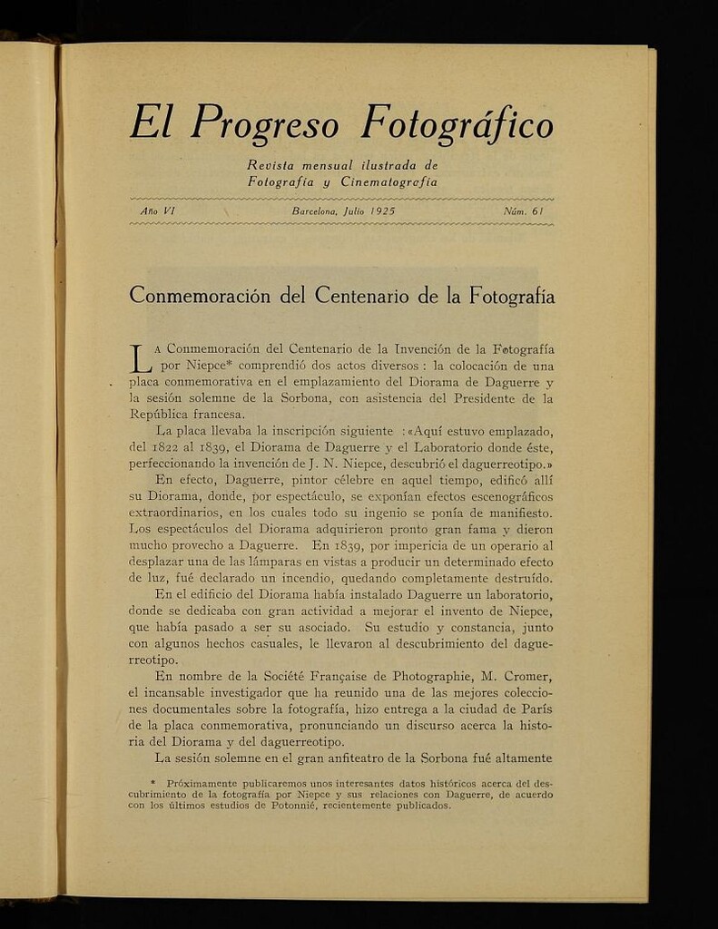 Miniatura de El Progreso Fotográfico : revista mensual ilustrada de fotografía y cinematografía de julio de 1925, nº 61