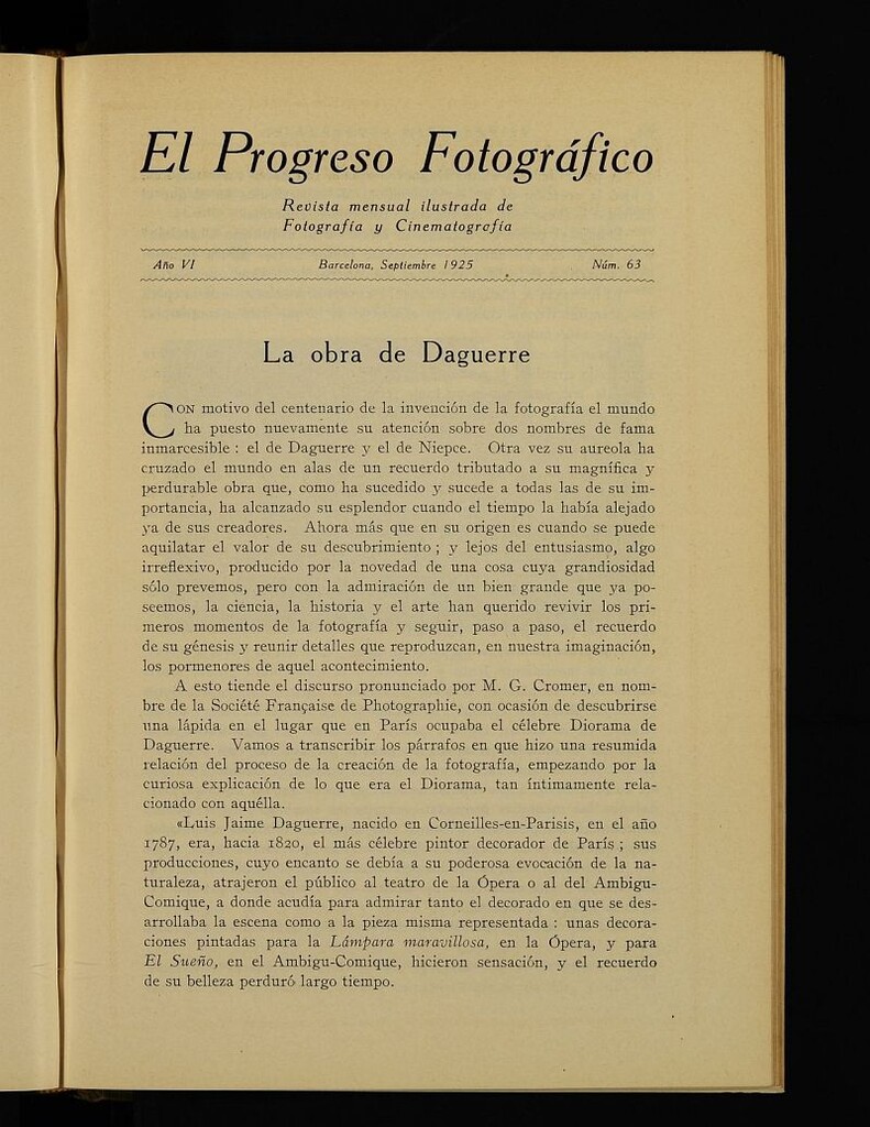 Miniatura de El Progreso Fotográfico : revista mensual ilustrada de fotografía y cinematografía de septiembre de 1925, nº 63