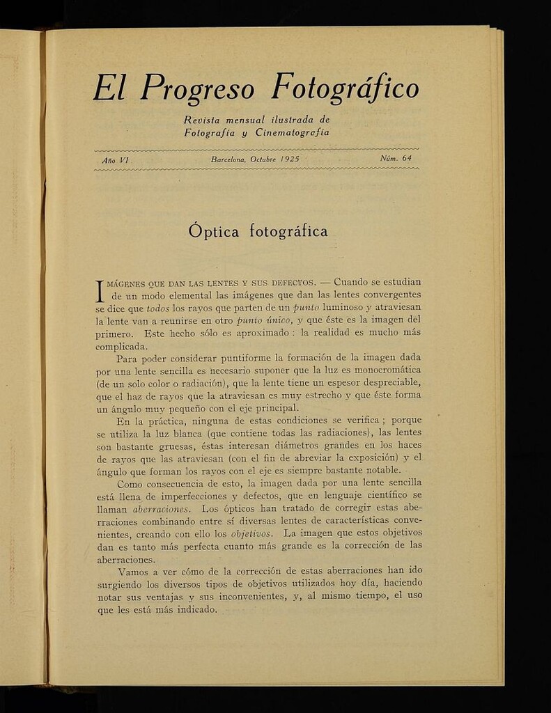 Miniatura de El Progreso Fotográfico : revista mensual ilustrada de fotografía y cinematografía de octubre de 1925, nº 64