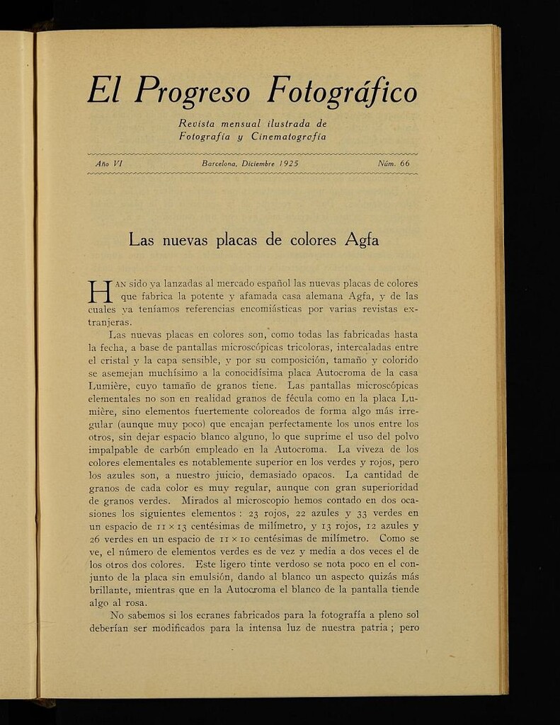 Miniatura de El Progreso Fotográfico : revista mensual ilustrada de fotografía y cinematografía de diciembre de 1925, nº 66