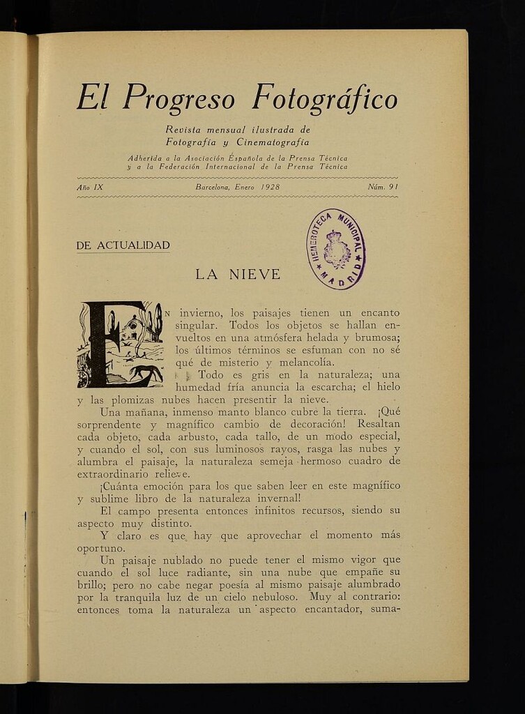 Miniatura de El Progreso Fotográfico : revista mensual ilustrada de fotografía y cinematografía de enero de 1928, nº 91