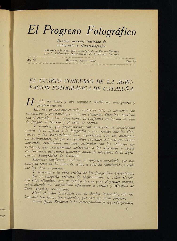 Miniatura de El Progreso Fotográfico : revista mensual ilustrada de fotografía y cinematografía de febrero de 1928, nº 92