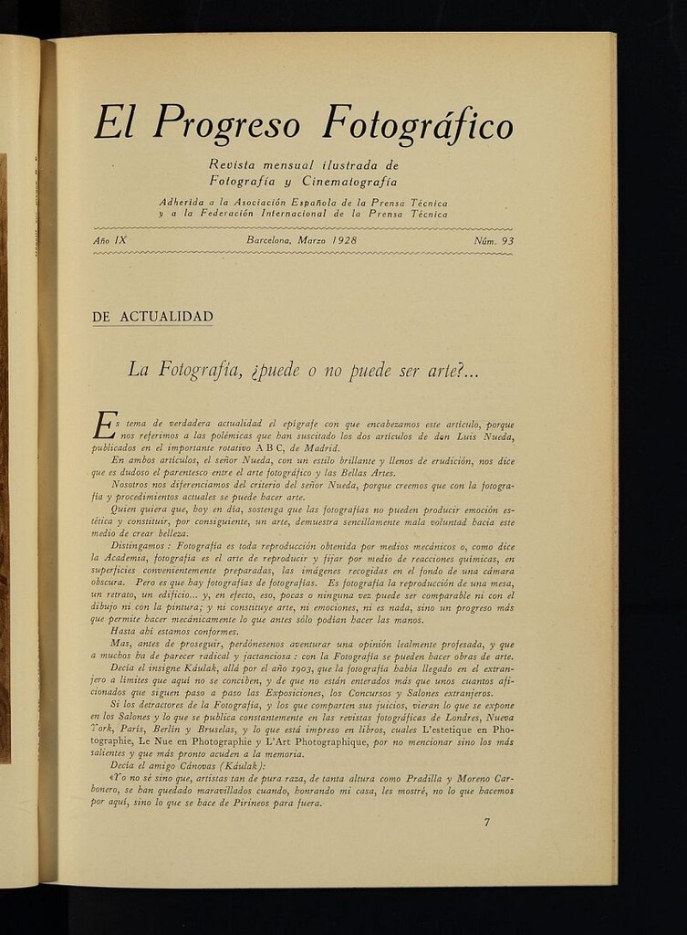 Miniatura de El Progreso Fotográfico : revista mensual ilustrada de fotografía y cinematografía de marzo de 1928, nº 93