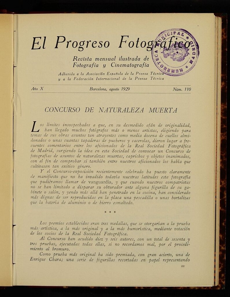 Miniatura de El Progreso Fotográfico : revista mensual ilustrada de fotografía y cinematografía.Año X, agosto de 1929, nº 110