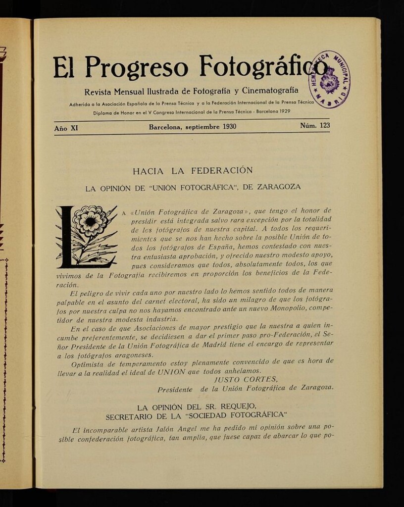 Miniatura de El Progreso Fotográfico : revista mensual ilustrada de fotografía y cinematografía. Año XI, septiembre de 1930, nº 123