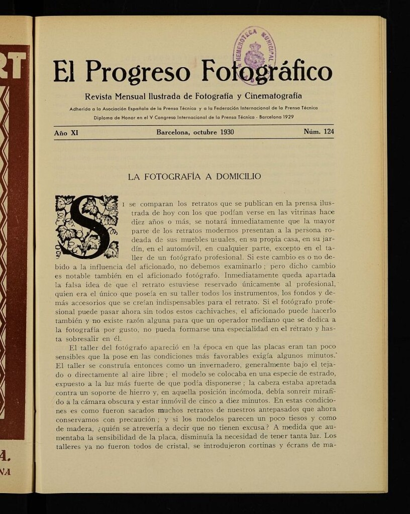 Miniatura de El Progreso Fotográfico : revista mensual ilustrada de fotografía y cinematografía. Año XI, octubre de 1930, nº 124